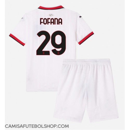 Camisa de time de futebol AC Milan Youssouf Fofana #29 Replicas 2º Equipamento Infantil 2024-25 Manga Curta (+ Calças curtas)